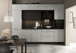 Kleine Küche Bauformat-Moderne-Kuechenzeile-Betonoptik