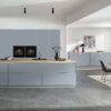 Nobilia Moderne Inselküche Hellblau mit Sideboard