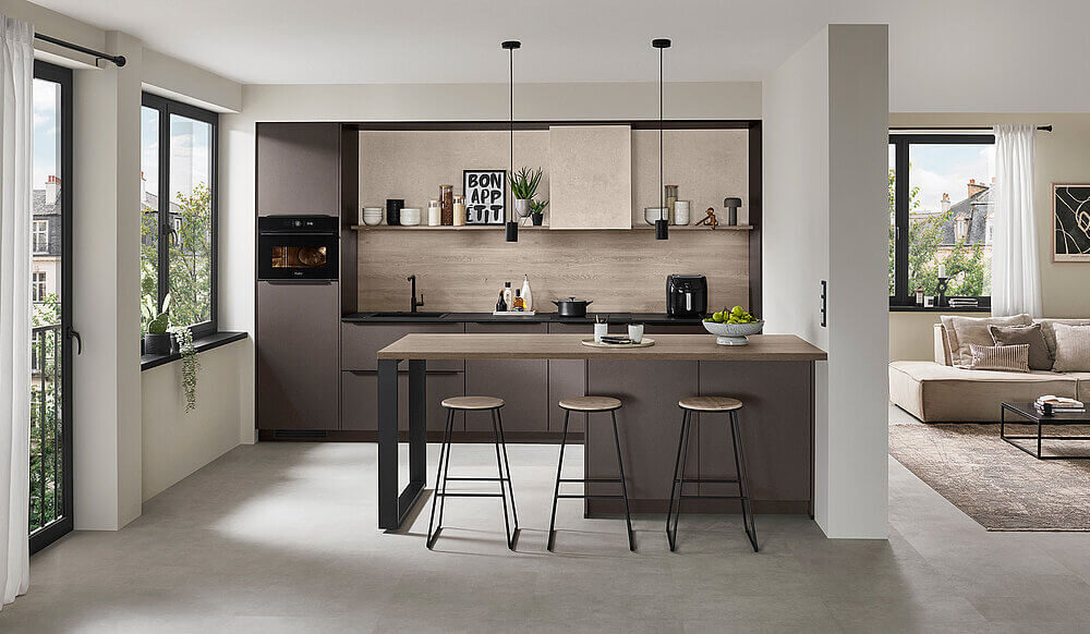 Nobilia Moderne Küche Coffee strukturiert mit Insel